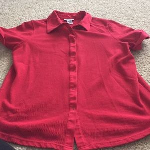 Red Collared short sleeve collared top. Size 14/16